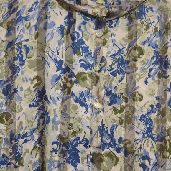 Vintage NICOLA Floral Blouse Women's 14 Pleated Front Buttons Lightweight - Picture 10 of 11